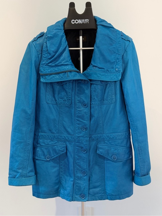 Danier Jackets & Blazers - Danier Genuine Leather Turquoise Blue Utility Jacket Size Large